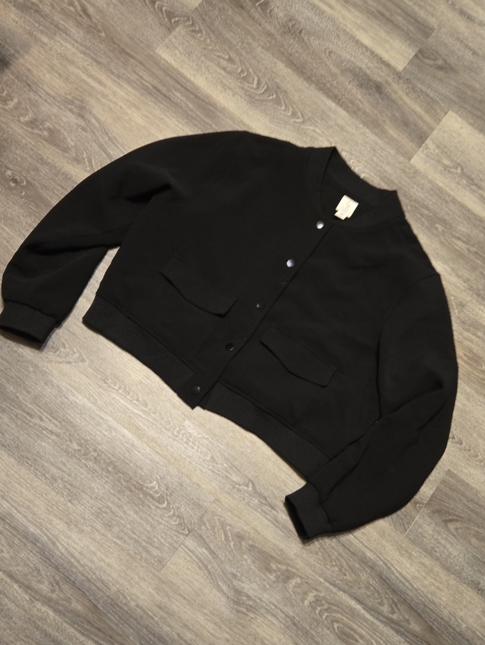 Joie Black Cropped Bomber Jacket XL